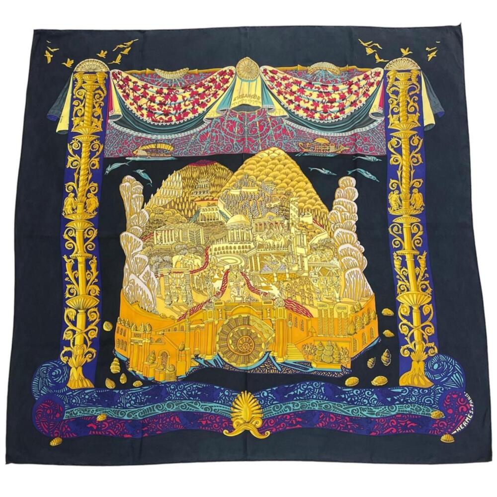 HERMES L'ATLANTIDE Scarf/Muffler, Silk, Multicolor, Women's, Carre 90